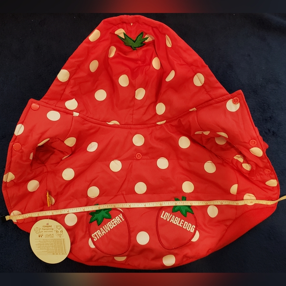 NWT Puppy Reversible Red Polka Dot Strawberry Puffer with Hood Size S